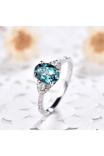choice2 8 T0849 Huitan Luxury Oval Blue Cubic Zirconia Rings Charming Bright ...