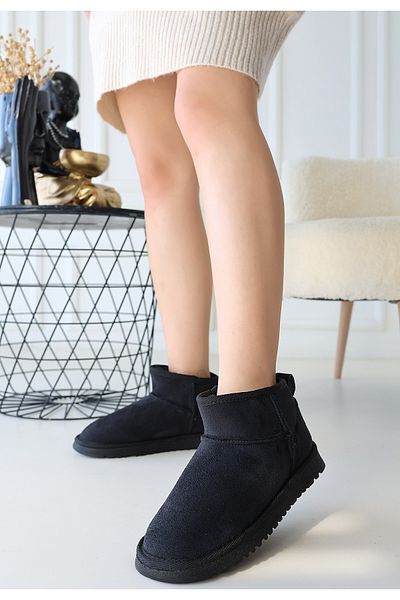 Zerenyus Elsa Black Suede Style Short Boots