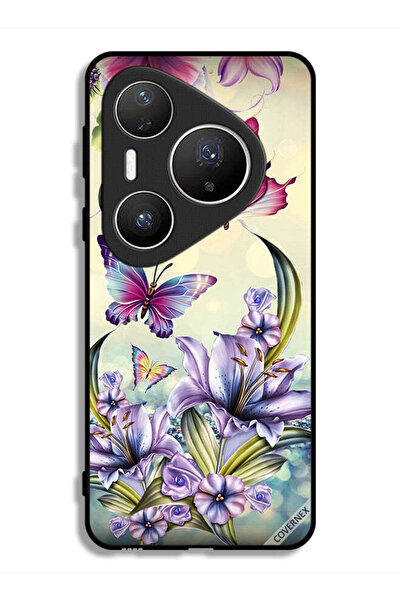 Covernex غطاء حماية لهاتف هواوي بيورا 80 برو بلس بنقشة زهور أرجوانية وفراشات