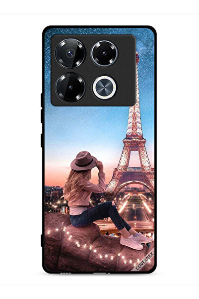 Covernex غطاء حماية لهاتف Infinix Note 40 Pro 5G برسومات فتاة القبعة وبرج إيفل