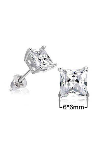Choice E098 Huitan High Quality Stud Earrings Square Brilliant Cubic Zircon 5 Different Size Available Tren