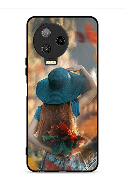 Covernex غطاء حماية لهاتف Infinix Note 12 Pro 4G بطبعة فتاة قبعة تخفي أوراق الحب