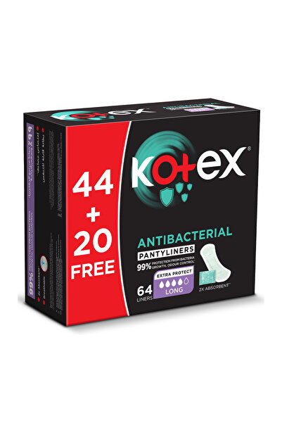 Kotex Everyday Sanitary Pantyliners , Anti Bacterial, 44+20 Pads