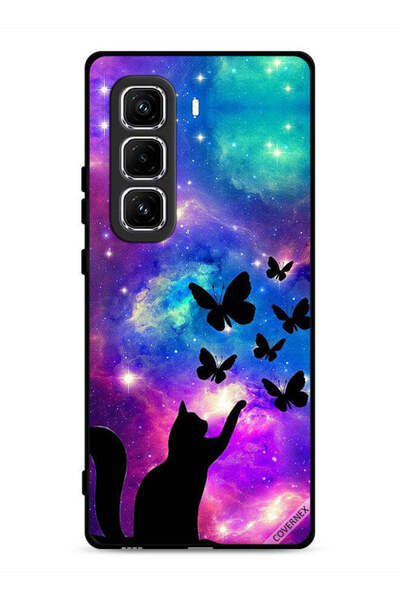 Covernex غطاء حماية لهاتف Infinix Hot 50 Pro 4G بطبعة قطة وفراشات