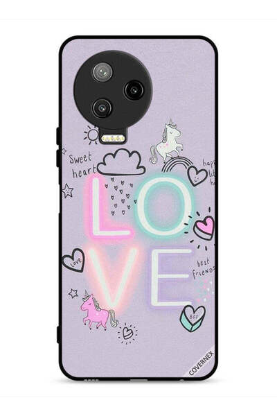 Covernex غطاء حماية لهاتف Infinix Note 12 Pro 4G بنقشة قلب جميل ووحيد القرن