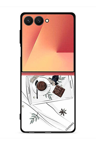 Covernex غطاء حماية لهاتف Samsung Galaxy Z Flip7 بتصميم فن القهوة والشوكولاتة