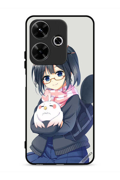 Covernex غطاء حماية لهاتف شاومي ريدمي 13 4G، رسم فتاة تحمل حيوانًا أليفًا