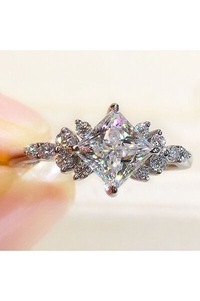 Choice 6 Q414 خاتم إصبع مربع للأميرة من Huitan Fashion CZ خاتم زفاف نسائي مجو...