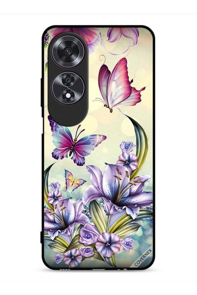 Covernex غطاء حماية لهاتف Oppo A60 بنقشة زهور أرجوانية وفراشات