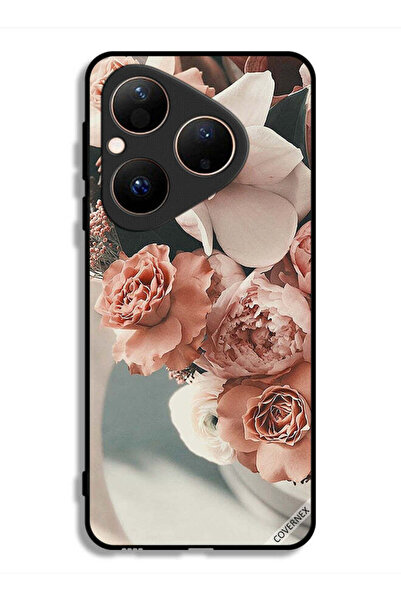 Covernex غطاء حماية لهاتف هواوي بيورا 80 بنقشة زهور الخوخ الجميلة
