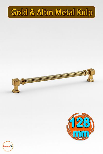 Badem10 New Tala Stripes Gold Golden Metal 128 mm 12.8 cm Furniture Kitchen Drawer Cabinet Handle Handle Handles