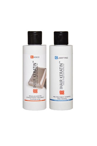 Ihair Keratin Kit tratament keratina Choco cu sampon clarifiant Ihair Keratin 100 ml