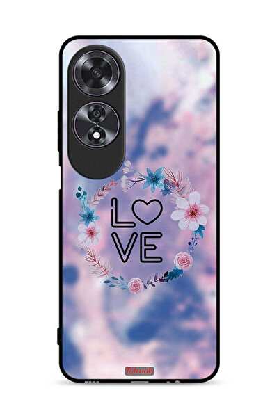 Tolwak غطاء حماية Oppo A60 برسومات زهور الحب وخاتم فني