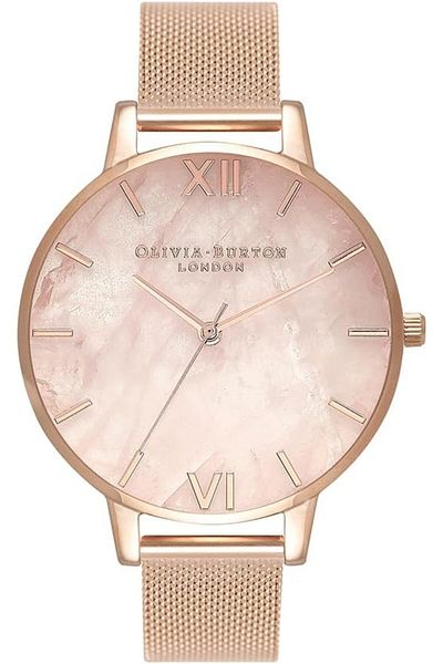 Olivia Burton Analogue Quartz Watch For Women With Rose Gold Colored Stainless Steel Mesh Bracelet