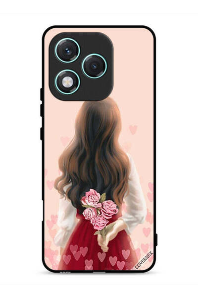 Covernex غطاء حماية لهاتف Honor 400 Lite بنقشة فتاة تخفي أزهارًا