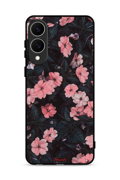 Tolwak غطاء حماية لهاتف سامسونج جالاكسي إس 25 إيدج - لون الخوخ والورود الصغيرة