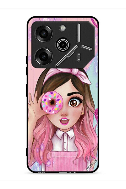 Covernex غطاء حماية لهاتف تكنو بوفا 6 برو 5G، رسم فتاة محبة للدونات