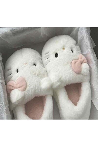 Genel Markalar Toz Pembe Hello Kitty Yumuşak Tüylü Peluş Panduff Terlik -ALH