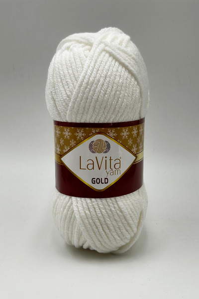 LaVita Yarn Ață pentru tricotat manual, aurie, 100% acrilic, 100gr (9501 OPTİK)