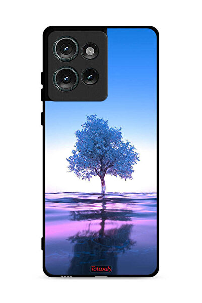 Tolwak غطاء حماية لهاتف موتورولا إيدج 50 بتصميم شجرة نيون وانعكاس مائي - فن رقمي
