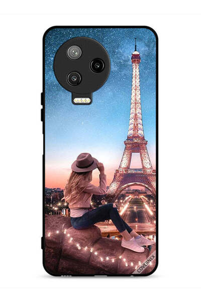 Covernex غطاء حماية لهاتف Infinix Note 12 Pro 4G بتصميم فتاة القبعة وبرج إيفل
