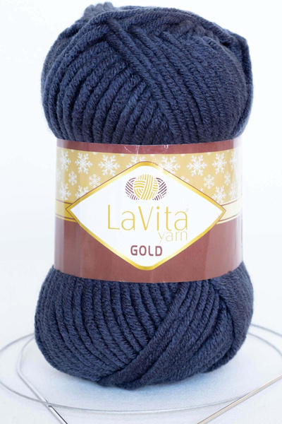 LaVita Yarn Ață de tricotat manual aurie 100% acrilic 100gr (9787 INDIGO)