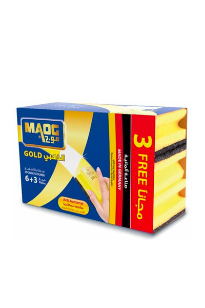 Maog Gold Sponge Scourer, 9 Pcs