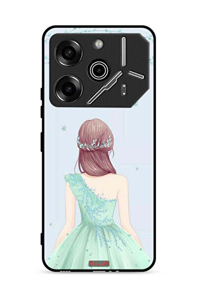 Tolwak غطاء حماية لهاتف تكنو بوفا 6 برو 5G، فتاة لطيفة ترتدي فستانًا زهريًا