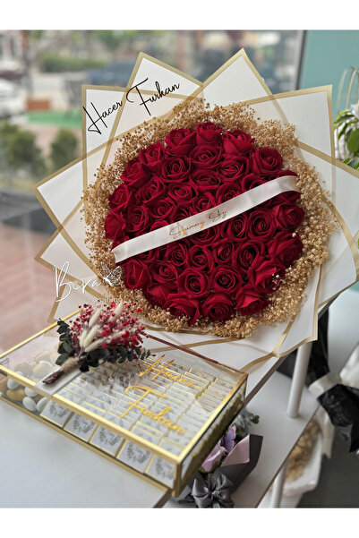 bt bera tasarım 41 Adet Gül 90 Çikolata draje Kız Isteme Çiçeği Söz Çikolatas...