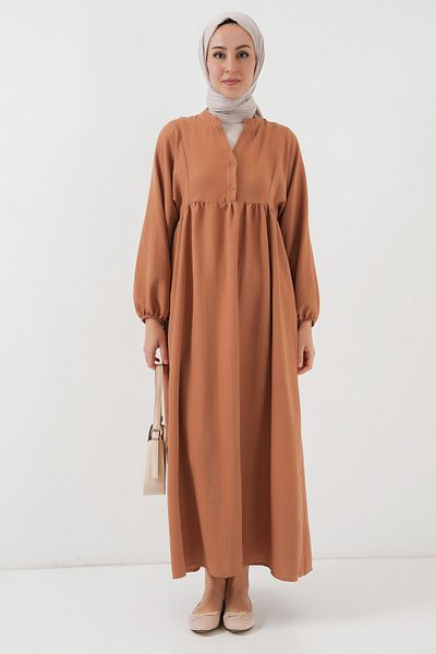 Merterium Women's Long Hijab Dress Brown 1017