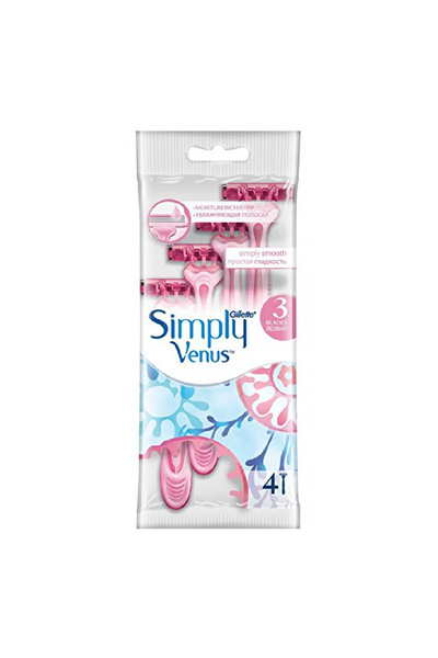 Gillette Simply Venus 3 Disposable Razors For Women, 4 Count