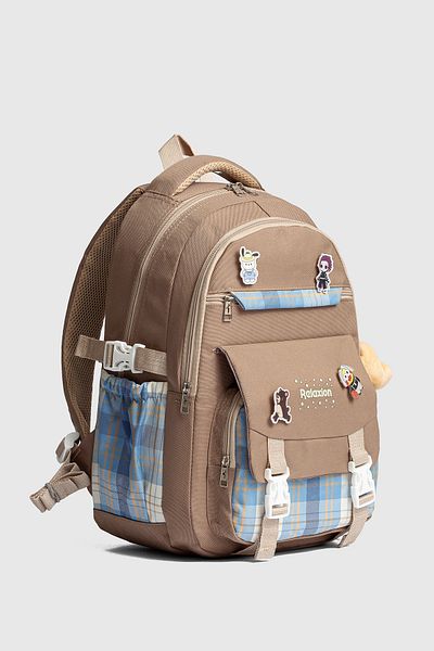 Relaxion Rlx-1396 Set of 3 Children's Primary School Bag Backpack with Pen Holder and Lunch Bag Mink
