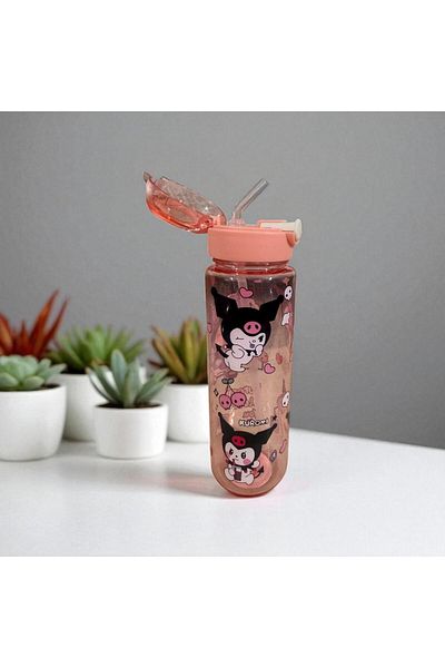 froyalife Cute Children's Water Bottle with Kuromi Figure and Straw - School Water Bottle 600ml