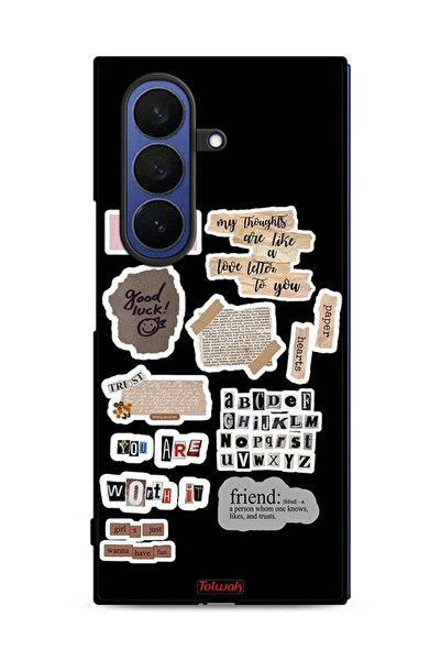 Tolwak غطاء حماية لهاتف سامسونج جالاكسي زد فولد 7 مع ملصقات اقتباسات الحظ السعيد