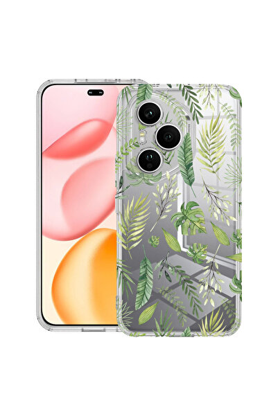 bestcase Carcasă transparentă din silicon pentru Honor 400 Pro, frunze verzi,...