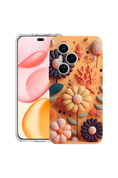 bestcase Carcasă transparentă din silicon pentru Honor 400 Pro, Flori fericit...