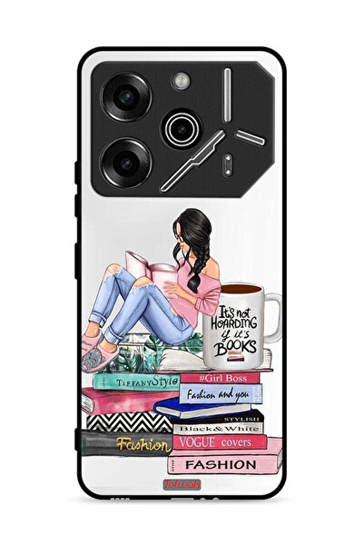 Tolwak غطاء حماية لهاتف تكنو بوفا 6 برو 5G، تصميم فتاة وكتب أزياء فنية