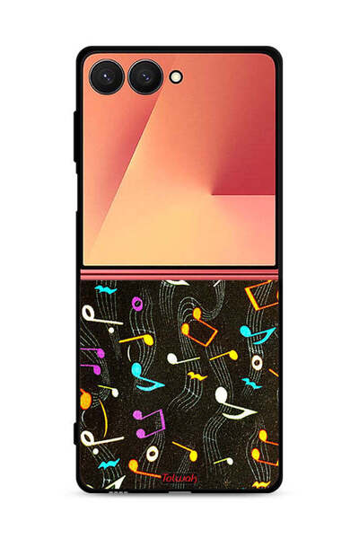 Tolwak غطاء حماية لهاتف Samsung Galaxy Z Flip7 بنمط قماش موسيقي