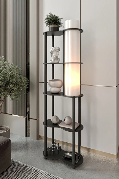 RAVILO Sperenza Dekoratif Raflı Lambader Siyah