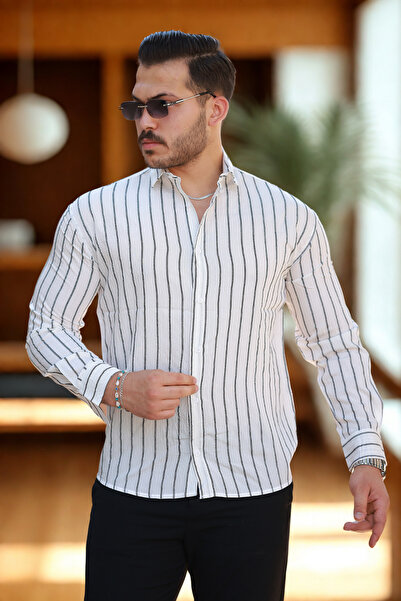 COMBİNE MİCHAİL Мъжка лека лента с ленти за лято, бяла, широка риза