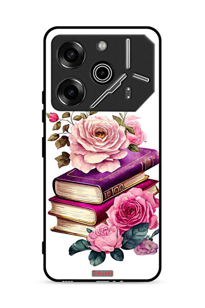 Tolwak غطاء حماية لهاتف تكنو بوفا 6 برو 5G بنقشة الورود والكتب