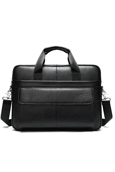 OEM Servietă bărbătească, GT1054 Fay, piele naturală, neagră