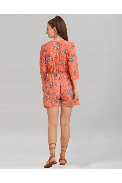 iza Orange Coloured Crepe Printed Jump Suit
