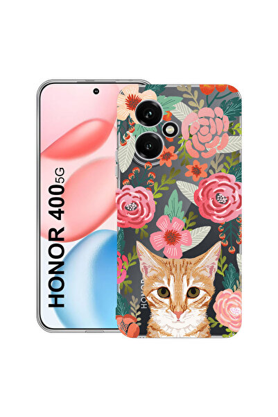 bestcase Carcasă transparentă din silicon pentru Honor 400, pisică și flori, ...