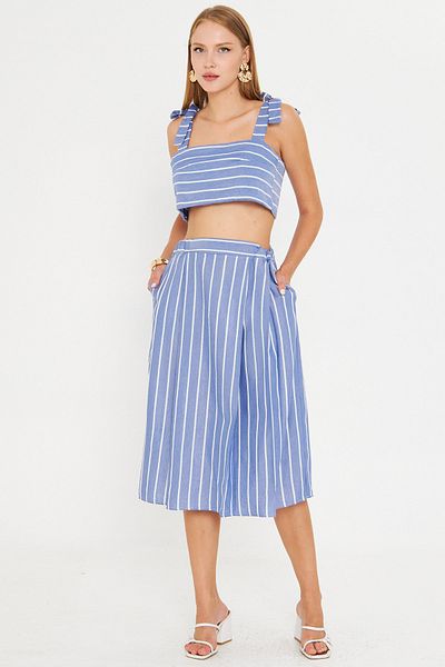 armonika Women's Navy Blue Bustier Skirt Double Set Arm-25Y001092