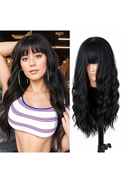 Generic Long Hair Air Bangs Set: High-Temperature Silk Wool Rolls, Wavy Style