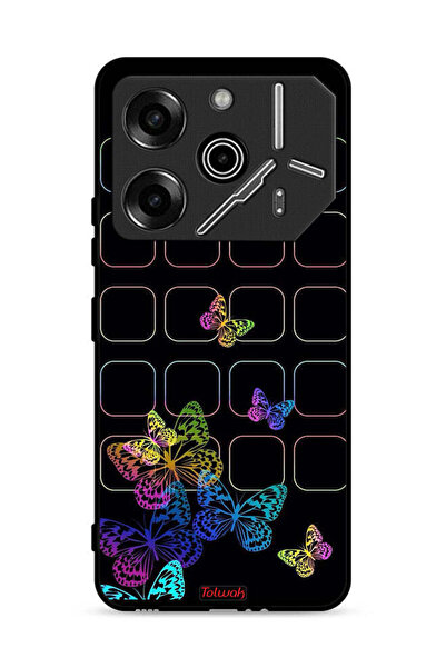 Tolwak غطاء حماية لهاتف تكنو بوفا 6 برو 5G بنقشة فراشات ملونة