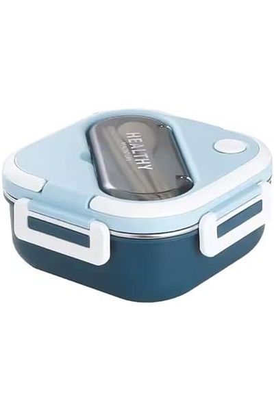 Twisoo Stainless Steel Bento Box, Lunch Box with Spoon & Fork, 3 Compartments Carrying Handle Bento