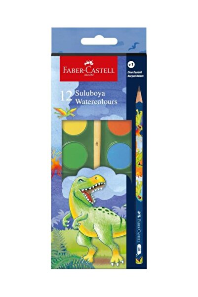 Faber Castell Dino Büyük Boy Sulu Boya 12’li + 1 Kurşun Kalem Hediyeli