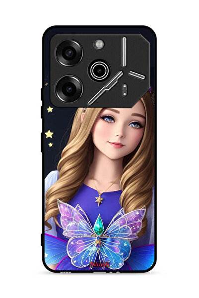 Tolwak غطاء حماية لهاتف تكنو بوفا 6 برو 5G بنقشة فتاة الفراشة اللطيفة